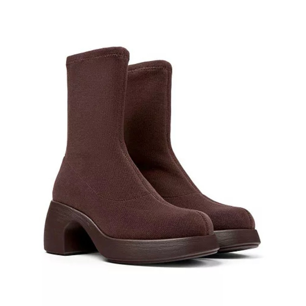 Camper Brown Mid-Calf Heeled Boots